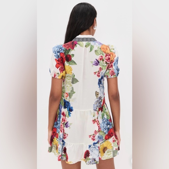 Alice + Olivia Claire Placed Floral Tiered Mini Shirtdress - Picture 3 of 12